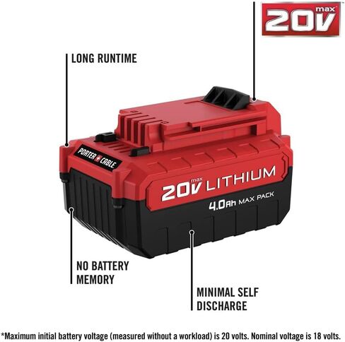 Porter-Cable PCC685LCK 20V MAX 4 Ah Lithium-Ion Battery and Rapid Charger Starter Kit in Saudi Arabia