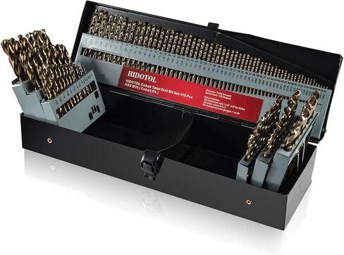 HIDOTOL 13 PCS Cobalt Drill Bit Set M35 HSS Twist Drill Bits 1/16"-1/4" for Hardened Metal, Stainless Steel, Cast Iron, Plastic and Wood in Kuwait