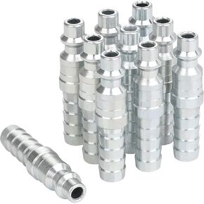 1/4 Air Hose Fittings, Industrial M-Type Coupler, 1/4 Inch Flow Size, 1/4 Inch Female Threads Size, Steel Material, 300PSI, 10 Pieces Air Compressor Accessories Set