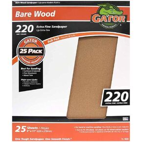 Gator 9" x 11" Bare Wood Sanding Sheets, 50 Grit, 25 Pack