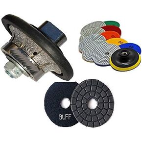 Diamond Profile Wheel Router Bit 1/2" RoundOver Bullnose and 4" Diamond Polishing Pad 11 + Buffer for granite marble ceramic concrete quartz countertop refinishing vanity top makeover in Saudi Arabia