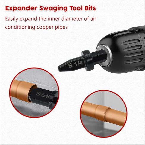 HVAC Tools Drill Bit Set, Air Conditioner Copper Pipe Expander Swaging Tool, Copper Tube Flaring Tool Spin Bit Set, Copper Tubing Flare Tool 6 Pcs Kit-1/4'', 3/8'', 1/2'', 5/8'', 3/4'', 7/8'' Bits in Saudi Arabia