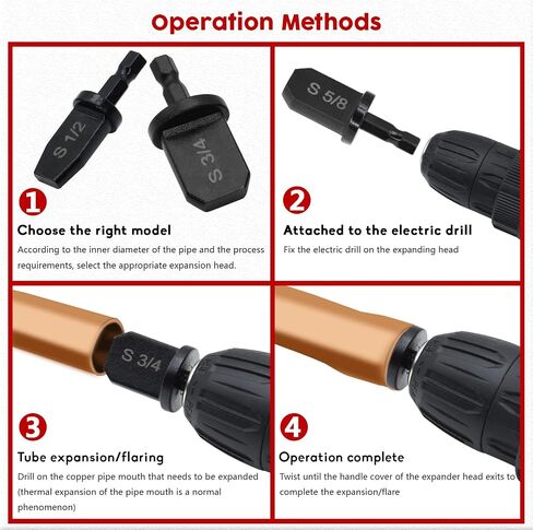 HVAC Tools Drill Bit Set, Air Conditioner Copper Pipe Expander Swaging Tool, Copper Tube Flaring Tool Spin Bit Set, Copper Tubing Flare Tool 6 Pcs Kit-1/4'', 3/8'', 1/2'', 5/8'', 3/4'', 7/8'' Bits in Saudi Arabia