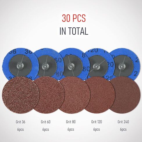 أقراص صنفرة سريعة التغيير مقاس 2 بوصة من RENOTEC، مطلية بأكسيد الألومنيوم، 30 قطعة، لطاحونة القالب الزاوية، لصنفرة وطحن وتلميع الأعمال الخشبية in Kuwait