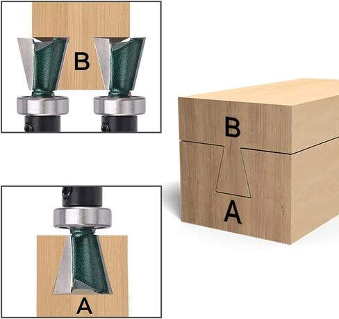Mesee Dovetail Joint Bearing Router Bit، 1/4 بوصة شانك من الدرجة الصناعية تتوافق مع أدوات قطع الطحن الخشبية لصنع أدراج خزانة الأثاث - قطر القطع 5/8 بوصة in Saudi Arabia