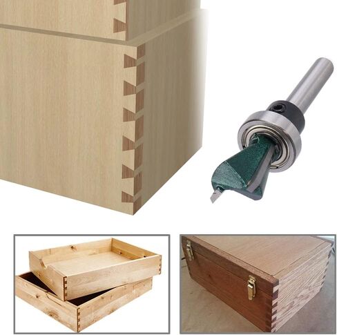 Mesee Dovetail Joint Bearing Router Bit، 1/4 بوصة شانك من الدرجة الصناعية تتوافق مع أدوات قطع الطحن الخشبية لصنع أدراج خزانة الأثاث - قطر القطع 5/8 بوصة in Saudi Arabia