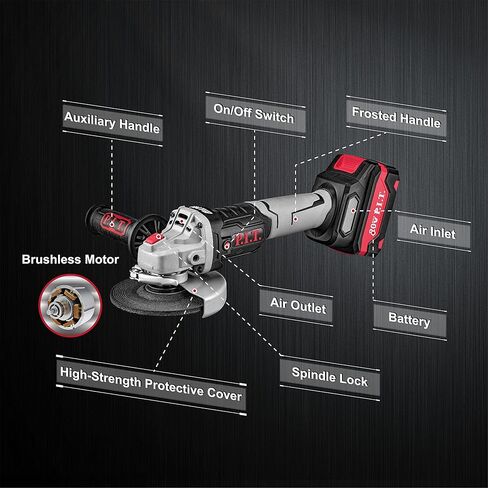 P.I.T. 20V Cordless Angle Grinder, 4 1/2 in. Power Angle Grinder 7/8 in.Arbor with 4.0 Ah Lithium-ion Battery and Charger, Diamond Cutting Wheel and Flap Discs in Kuwait