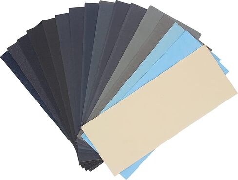Ultra Fine Water Sandpaper.120 to 5000,7000,8000,10000 Assorted Grit-17pcs | Sanding Paper,Abrasive paper for Wood Furniture Finishing, Automotive Polishing, 9 x 3.6 Inches in Saudi Arabia