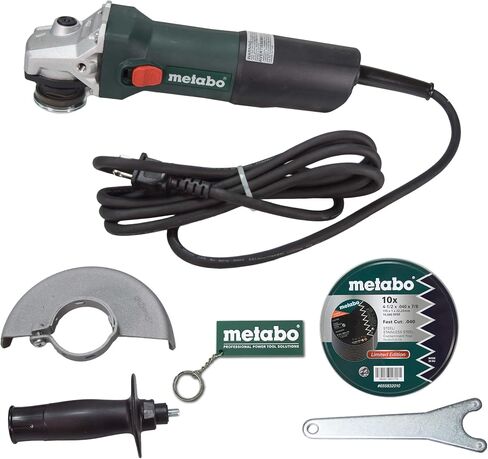 Metabo 603608420 مطحنة زاوية 4.5 بوصة/5 بوصة 11,500 دورة في الدقيقة 8.0 أمبير مع (10) 4-1/2 بوصة × .040 × 7/8 بوصة A60T نوع 1 عجلات تقطيع وعجلات in Saudi Arabia