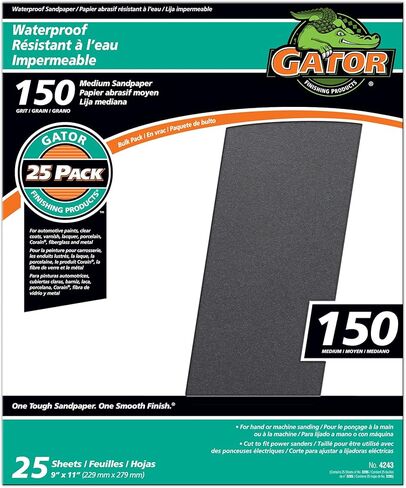 Gator 9" x 11" Waterproof Sanding Sheets, 120 Grit, 25 Pack in Kuwait