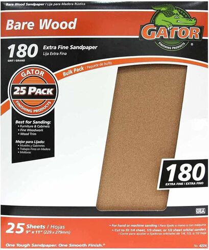 Gator 9" x 11" Bare Wood Sanding Sheets, 80 Grit, 25 Pack in Saudi Arabia