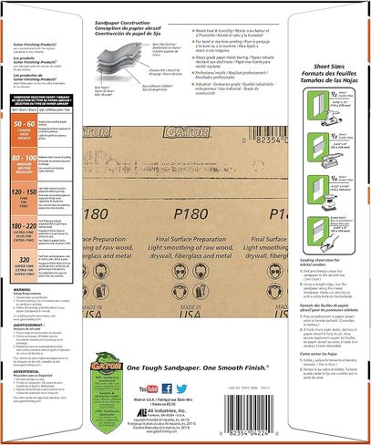 Gator 9" x 11" Bare Wood Sanding Sheets, 80 Grit, 25 Pack in Saudi Arabia