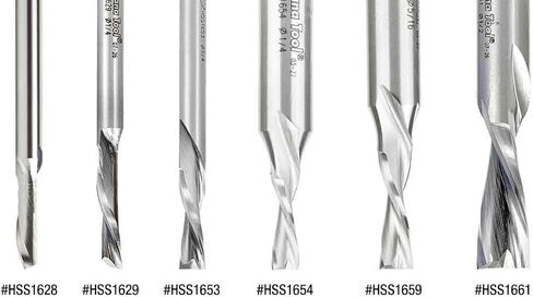 Amana Tool HSS1655 لقم توجيه لولبية فلوت مزدوج قطع معدنية من الألومنيوم 1/4 D × 1 × 1/4 بوصة لقمة توجيه مقطوعة للأسفل من الفولاذ عالي السرعة in Kuwait