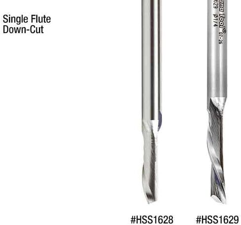 Amana Tool HSS1655 لقم توجيه لولبية فلوت مزدوج قطع معدنية من الألومنيوم 1/4 D × 1 × 1/4 بوصة لقمة توجيه مقطوعة للأسفل من الفولاذ عالي السرعة in Kuwait