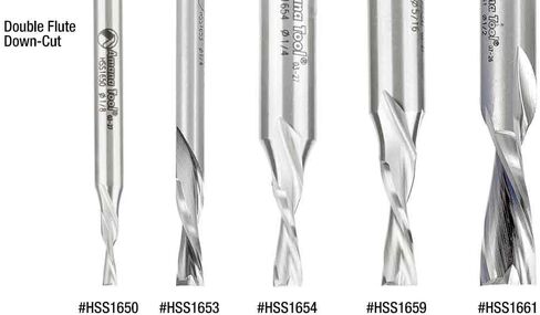 Amana Tool HSS1655 لقم توجيه لولبية فلوت مزدوج قطع معدنية من الألومنيوم 1/4 D × 1 × 1/4 بوصة لقمة توجيه مقطوعة للأسفل من الفولاذ عالي السرعة in Kuwait