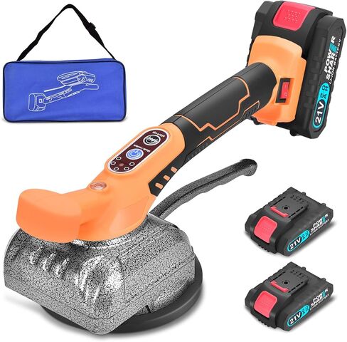 آلة اهتزاز البلاط المحمولة باليد - بطاريتان 21 فولت 2.0 أمبير - آلة بلاط البلاط آلة تسوية البلاط الأوتوماتيكية أدوات تركيب هزاز البلاط مع كوب شفط قابل للتعديل بـ 5 سرعات in Kuwait