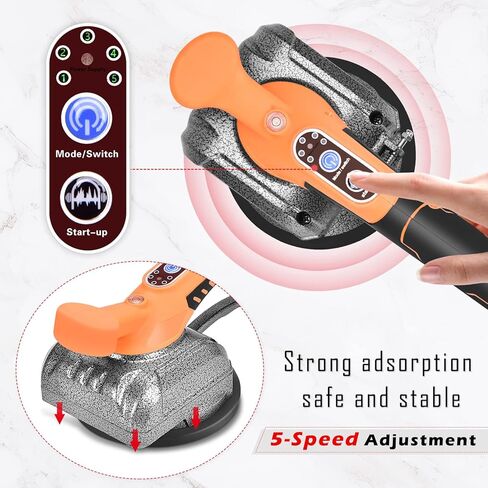 آلة اهتزاز البلاط المحمولة باليد - بطاريتان 21 فولت 2.0 أمبير - آلة بلاط البلاط آلة تسوية البلاط الأوتوماتيكية أدوات تركيب هزاز البلاط مع كوب شفط قابل للتعديل بـ 5 سرعات in Kuwait