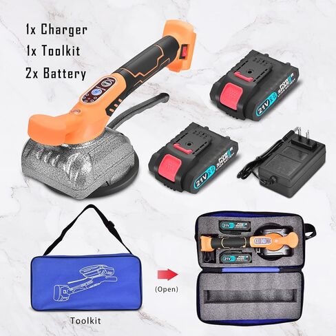 آلة اهتزاز البلاط المحمولة باليد - بطاريتان 21 فولت 2.0 أمبير - آلة بلاط البلاط آلة تسوية البلاط الأوتوماتيكية أدوات تركيب هزاز البلاط مع كوب شفط قابل للتعديل بـ 5 سرعات in Kuwait