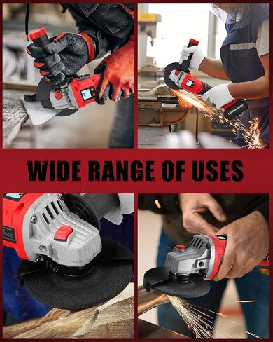 مطحنة زاوية لاسلكية 21 فولت من SILVEL، مطحنة لاسلكية 5 بوصة 8500 دورة في الدقيقة مع بطارية ليثيوم أيون 4.0 أمبير في الساعة، شاحن، مقبض بموضعين، مطحنة زاوية كهربائية للمعادن والخشب in Kuwait