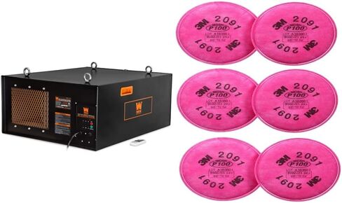 نظام تنقية الهواء WEN 3410 ثلاثي السرعات يتم التحكم فيه عن بعد، أساسي مع جهاز تحكم عن بعد RF (400 CFM)، أسود وAF9165C فلتر هواء خارجي من الكربون المنشط 5 ميكرون، عبوتان لأنظمة تنقية الهواء 400 CFM، أسود in Saudi Arabia