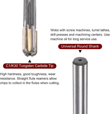 Chucking Reamer 7.3mm H7 C1/K30 Carbide Tip Precision Straight Flutes Round Shank Lathe Machine Milling Cutter in Kuwait