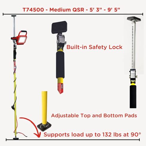قضيب دعم سريع Task T74500-2 مقاس 63 بوصة إلى 120 بوصة، نظام دعم قابل للتعديل، سعة قصوى 132 رطلًا، عبوتان in Kuwait