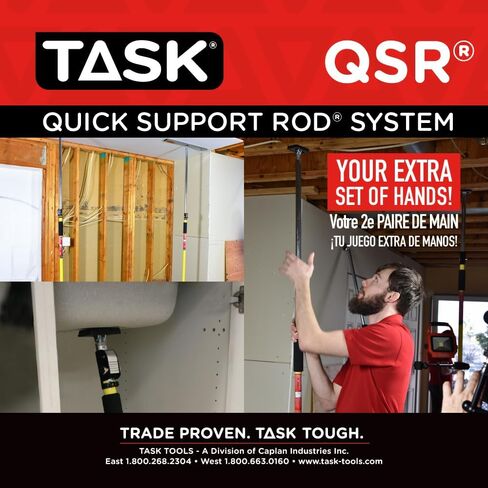 قضيب دعم سريع Task T74500-2 مقاس 63 بوصة إلى 120 بوصة، نظام دعم قابل للتعديل، سعة قصوى 132 رطلًا، عبوتان in Kuwait