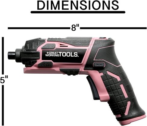 أدوات عمل رائعة، مجموعة مفكات براغي كهربائية لاسلكية مع علبة قابلة لإعادة الشحن، بطارية ليثيوم أيون 4 فولت، مجموعة 45 قطعة، وردي in Kuwait