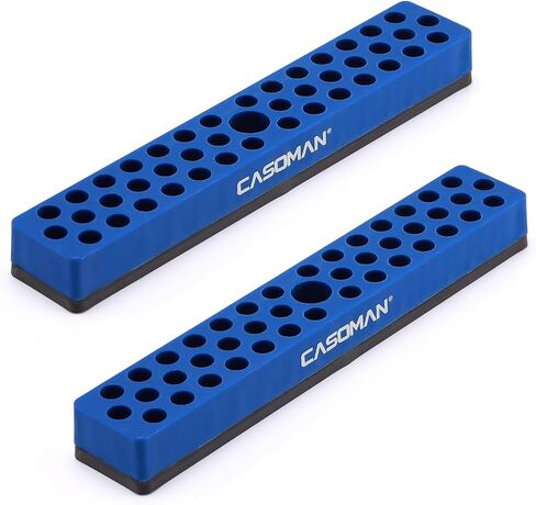 CASOMAN 2PCS 1/4" Hex Bit Organizer with Magnetic Base - Blue, 86 Hole Bit Organizer with Strong Magnetic Base, Magnetic Bit Organizer for Your Specialty in Saudi Arabia