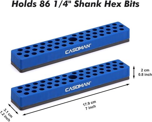 CASOMAN 2PCS 1/4" Hex Bit Organizer with Magnetic Base - Blue, 86 Hole Bit Organizer with Strong Magnetic Base, Magnetic Bit Organizer for Your Specialty in Saudi Arabia