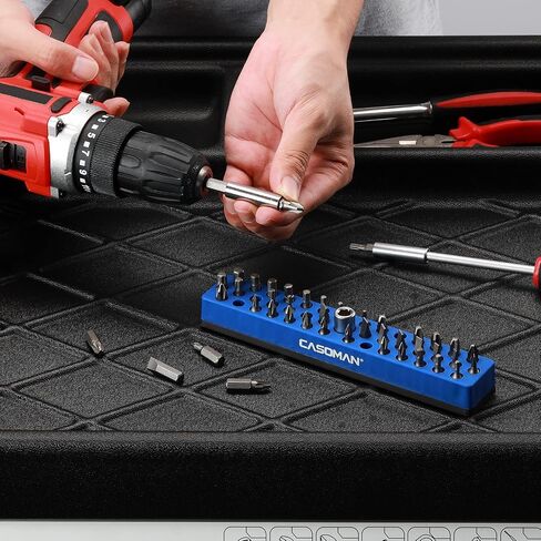CASOMAN 2PCS 1/4" Hex Bit Organizer with Magnetic Base - Blue, 86 Hole Bit Organizer with Strong Magnetic Base, Magnetic Bit Organizer for Your Specialty in Saudi Arabia