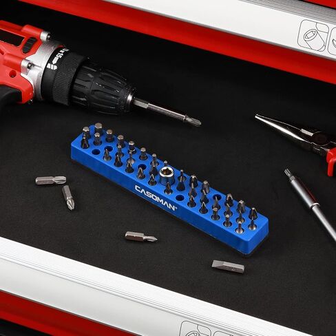 CASOMAN 2PCS 1/4" Hex Bit Organizer with Magnetic Base - Blue, 86 Hole Bit Organizer with Strong Magnetic Base, Magnetic Bit Organizer for Your Specialty in Saudi Arabia