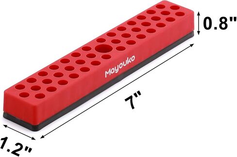 Mayouko 1/4" منظم حامل لقمة سداسية مغناطيسية، 43 فتحة، حامل لقمة مثقاب 1/4 بوصة، أحمر، حامل لقمة مغناطيسية مع قاعدة مغناطيسية لقم مفك البراغي in Kuwait