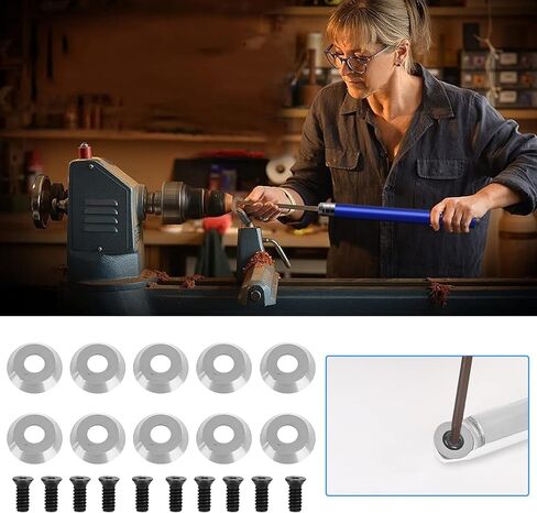 12mm Round Carbide Inserts Cutters Indexable, 10pcs Carbide Wood lathe tools Replacement Inserts with Screws Fits For Woodworking Lathe Wood Turning tools in Kuwait
