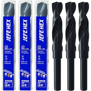 Reduced Shank Industrial Drill Bit, 5/8 Inch Silver and Deming Drill Bits, HSS Black Oxide Finish Drill Bits, 135-Degree Split Point, Zinc Alloy, Wood and Plastic in Saudi Arabia