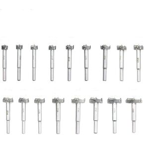 Forstner Drill Bit Set 16pcs 15-35mm Punching Bit Wood Slabs Flat Wing Drilling Hole Hinge Cemented Carbide Drilling Counterbore Flat Bit Drill Set Woodworking Hole Saw Wood Cutter Tool (16pcs) in Saudi Arabia