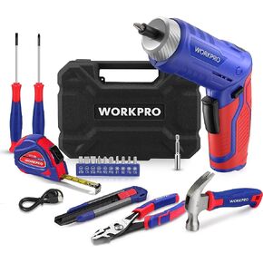 مجموعة أدوات WORKPRO الوردية مع مفك براغي كهربائي قابل للدوران 3.7 فولت، مجموعة أدوات محمولة للسيدات 18 قطعة مع صندوق أدوات، طقم مفك كهربائي لاسلكي قابل لإعادة الشحن، طقم أدوات منزلية للنوم، المرآب، DIY