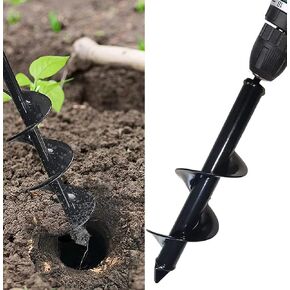 هوي شوانغ تيكنولوجي لقمة مثقاب كهربائي للحديقة مقاس 3 انش × 12 انش، اداة زراعة يدوية للزراعة بلمبة حلزونية للحدائق، مثقاب ثقب عمود اوجير للزراعة (قطر 3 انش، طول 12 انش) (8×30 سم) in Kuwait