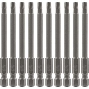 T10 Magnetic Torx Head Screwdriver Bits, 10Pcs | 3 Inch Length, 1/4 Inch Hex Shank, S2 Steel, Security Tamper Proof, 6 Point Star in Saudi Arabia