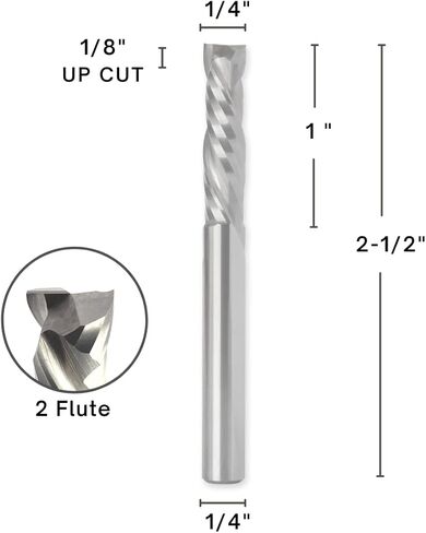 ROUTYBITS - 1/4 Inch - Compression Bit - 1/4 Shank, 1 in. FL, Solid Carbide, Spiral Endmill, CNC Router Bits in Kuwait