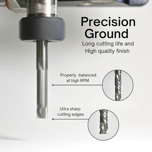 ROUTYBITS - 1/4 Inch - Compression Bit - 1/4 Shank, 1 in. FL, Solid Carbide, Spiral Endmill, CNC Router Bits in Kuwait