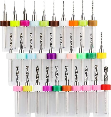 Genmitsu 30pcs PCB Drill Bits Set, 0.1mm-3.0mm, 1/8" Shank Spiral Flute CNC Router Bits for Print Circuit Board Jewelry CNC Engraving, PD30A in Saudi Arabia