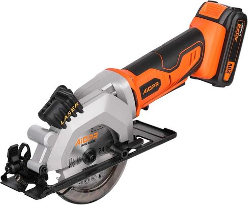 AIOPR 20V 4-1/2" Cordless Mini Circular Saw with Laser Guide, Rip Guide, Vacuum Adapter and 2 Blades (97630L) in Kuwait