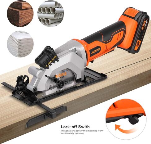 AIOPR 20V 4-1/2" Cordless Mini Circular Saw with Laser Guide, Rip Guide, Vacuum Adapter and 2 Blades (97630L) in Kuwait