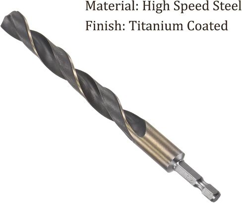 Kozelo Titanium Coated Drill Bit with 1/4" Hex Shank - [12.5mm x 150mm] High Speed Steel for Quick Release 135 Degree Split Point for Aluminum Alloy Iron Wood in Kuwait