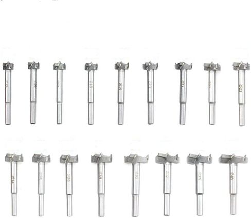 Forstner Drill Bit Set 16pcs 15-35mm Punching Bit Wood Slabs Flat Wing Drilling Hole Hinge Cemented Carbide Drilling Counterbore Flat Bit Drill Set Woodworking Hole Saw Wood Cutter Tool (16pcs) in Saudi Arabia