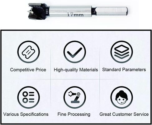 Forstner Drill Bits 17mm (11/16 inch) Tungsten Carbide Wood Hole Saw Auger Opener Woodworking Drilling Tool Wood Cutter in Kuwait