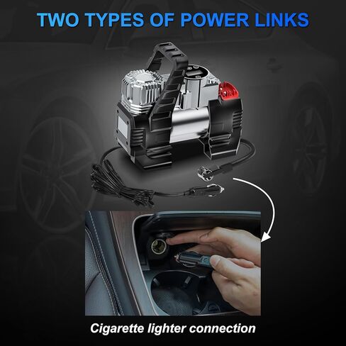 ضاغط هواء محمول منفاخ الإطارات، Yyton 150PSI 12V DC مضخة هواء معدنية ذات أسطوانات مزدوجة مع مقياس رقمي/أضواء LED/إيقاف تلقائي للسيارة وسيارات الدفع الرباعي والطرق الوعرة والشاحنات والدراجة والمرتبة الهوائية in Kuwait