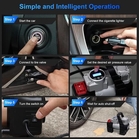 ضاغط هواء محمول منفاخ الإطارات، Yyton 150PSI 12V DC مضخة هواء معدنية ذات أسطوانات مزدوجة مع مقياس رقمي/أضواء LED/إيقاف تلقائي للسيارة وسيارات الدفع الرباعي والطرق الوعرة والشاحنات والدراجة والمرتبة الهوائية in Kuwait