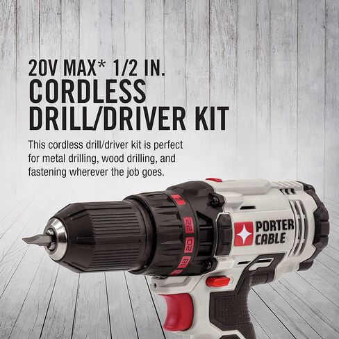 PORTER-CABLE 20V MAX* Cordless Drill/Driver Kit, 1/2-Inch (PCC601LA) in Kuwait